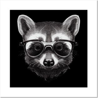 Raccoon with glasses Posters and Art